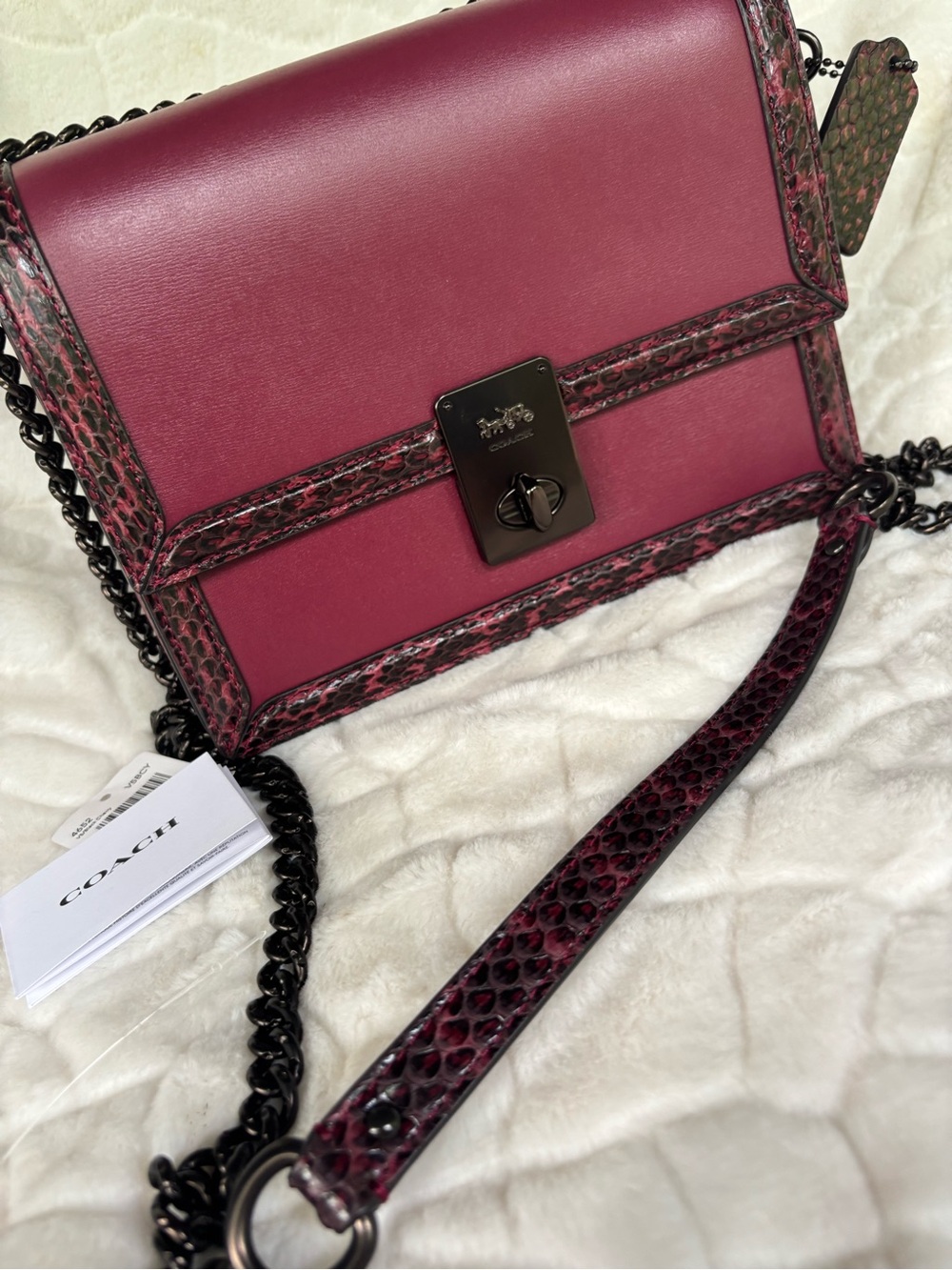 Coach Hutton Shoulder Bag With Snakeskin Detail - Picture 8 of 16